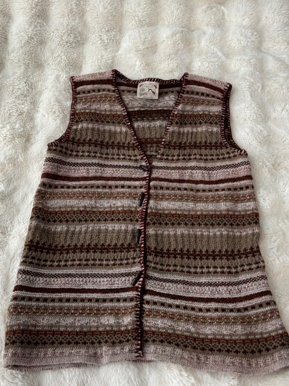 Vintage 90s Miss Sparks Fsir Isle Sweater Vest Nade in England Cottagecore M